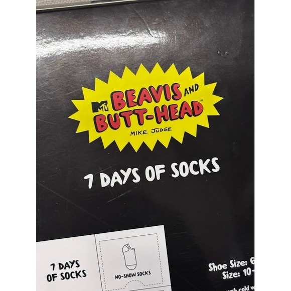MTV Beavis and Butt-Head 7 Days of Socks Mens Shoe Size 10-13 No Show - Picture 3 of 5
